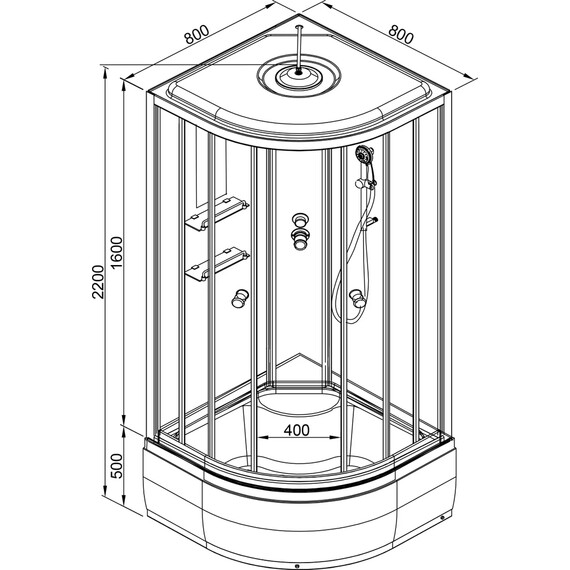 ДУШЕВАЯ КАБИНА AVACAN EM4580 LED С ГИДРОМАССАЖЕМ