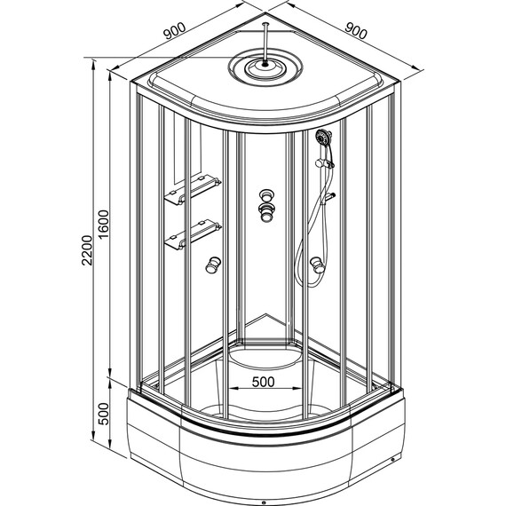 ДУШЕВАЯ КАБИНА AVACAN EM4590 LED С ГИДРОМАССАЖЕМ
