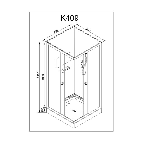 ДУШЕВАЯ КАБИНА AVACAN K409 БЕЗ КРЫШИ