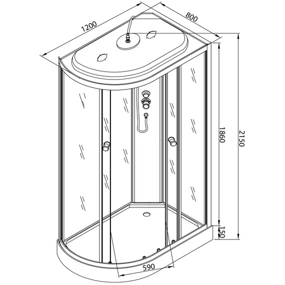 ДУШЕВАЯ КАБИНА AVACAN L902 R С ГИДРОМАССАЖЕМ