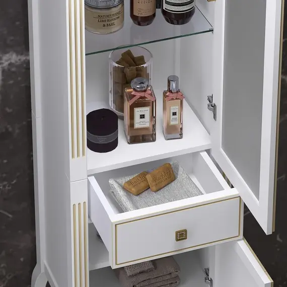 ПЕНАЛ OPADIRIS ЛАУРА, БЕЛЫЙ С БЕЖЕВОЙ ПАТИНОЙ, ЛЕВЫЙ, ПРАВЫЙ