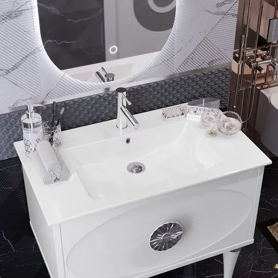 ТУМБА OPADIRIS ИБИЦА 90, ПОДВЕСНАЯ С НОЖКАМИ, БЕЛЫЙ/ХРОМ (ПОД РАКОВИНУ CERASTYLE IBIZA 91)