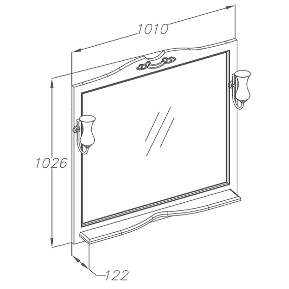ЗЕРКАЛО OPADIRIS ВАЛЕРИ 105, БЕЛЫЙ, С ВЫКЛЮЧАТЕЛЕМ