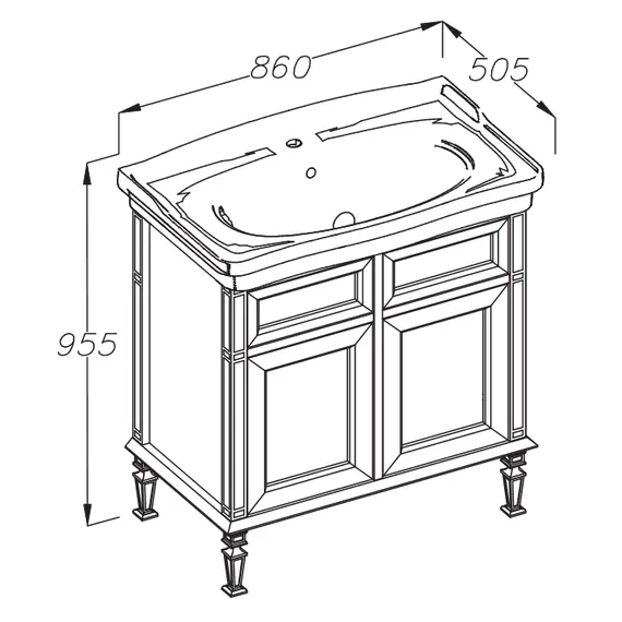 ТУМБА OPADIRIS КАНТАРА 85, БЕЛЫЙ МАТОВЫЙ (РАКОВИНА МОДЕРН 85)
