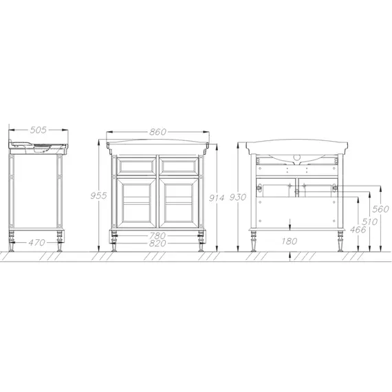 ТУМБА OPADIRIS КАНТАРА 85, БЕЛЫЙ МАТОВЫЙ (РАКОВИНА МОДЕРН 85)