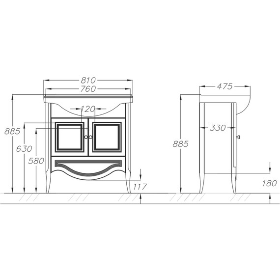 ТУМБА OPADIRIS БРУНЕЛЛА 80, БЕЛЫЙ МАТОВЫЙ (ПОД РАКОВИНУ КИРОВИТ КЛАССИК 65)