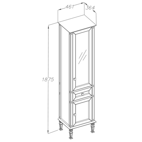 ПЕНАЛ OPADIRIS КАНТАРА, БЕЛЫЙ МАТОВЫЙ, ЛЕВЫЙ, ПРАВЫЙ