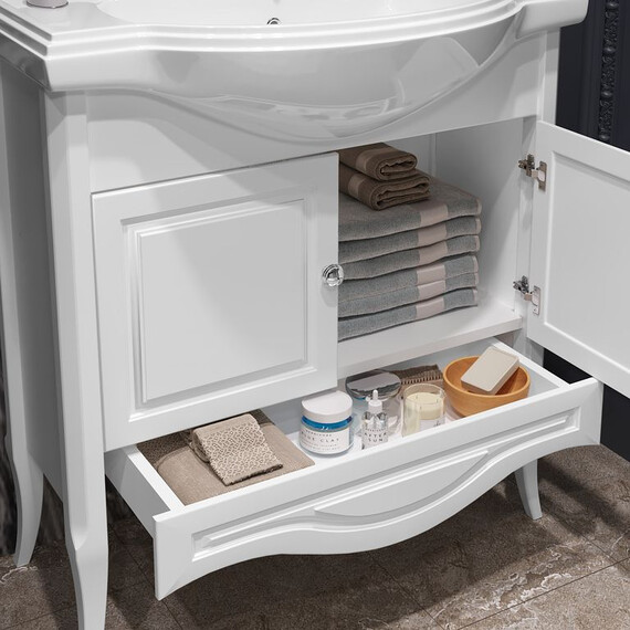 ТУМБА OPADIRIS БРУНЕЛЛА 80, БЕЛЫЙ МАТОВЫЙ (ПОД РАКОВИНУ КИРОВИТ КЛАССИК 65)