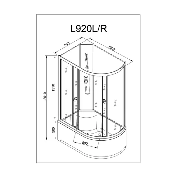 ДУШЕВАЯ КАБИНА AVACAN L920 R N БЕЗ КРЫШИ C ГИДРОМАССАЖЕМ