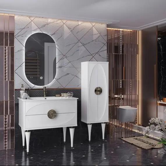 ТУМБА OPADIRIS ИБИЦА 90, ПОДВЕСНАЯ С НОЖКАМИ, БЕЛЫЙ/ЗОЛОТО (ПОД РАКОВИНУ CERASTYLE IBIZA 91)