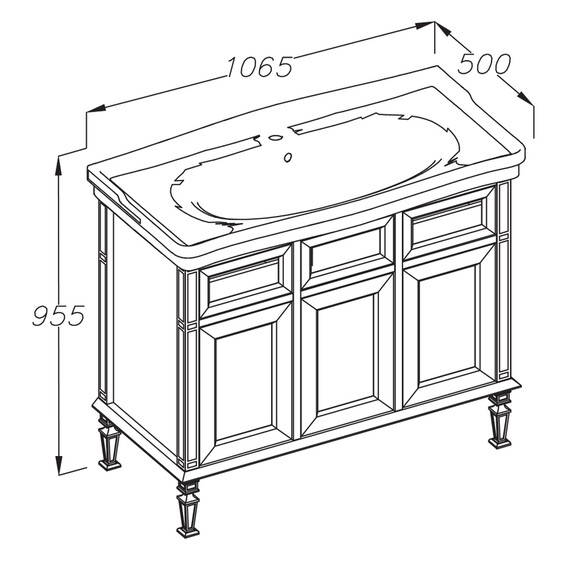 ТУМБА OPADIRIS КАНТАРА 105, СЛОНОВАЯ КОСТЬ (ПОД РАКОВИНУ KIROVIT МОДЕРН 105)