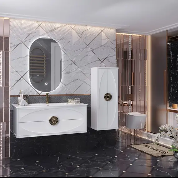 ТУМБА OPADIRIS ИБИЦА 120, ПОДВЕСНАЯ, БЕЛЫЙ/ЗОЛОТО (ПОД РАКОВИНУ CERASTYLE 121)