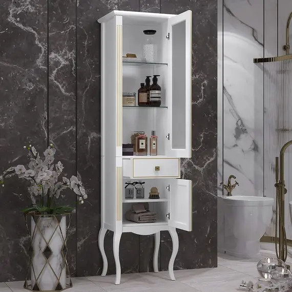 ПЕНАЛ OPADIRIS ЛАУРА, БЕЛЫЙ С БЕЖЕВОЙ ПАТИНОЙ, ЛЕВЫЙ, ПРАВЫЙ