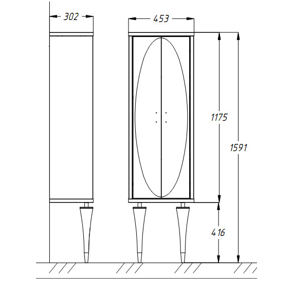 ПЕНАЛ OPADIRIS ИБИЦА, ПОДВЕСНОЙ С НОЖКАМИ, БЕЛЫЙ/ЗОЛОТО