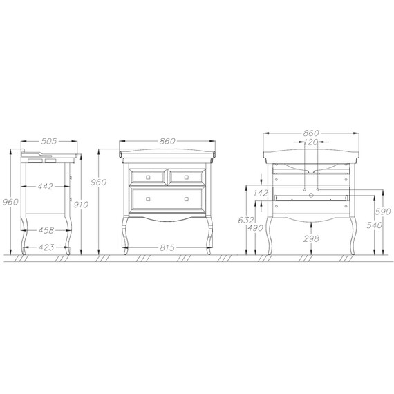 ТУМБА OPADIRIS ВАЛЕРИ 85, САПФИР (ПОД РАКОВИНУ KIROVIT МОДЕРН 85)