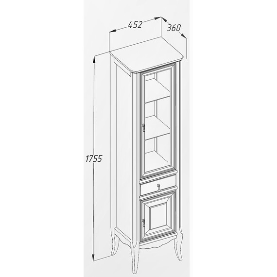 ПЕНАЛ OPADIRIS ЛОРЕНЦО, БЕЛЫЙ МАТОВЫЙ, ЛЕВЫЙ, ПРАВЫЙ