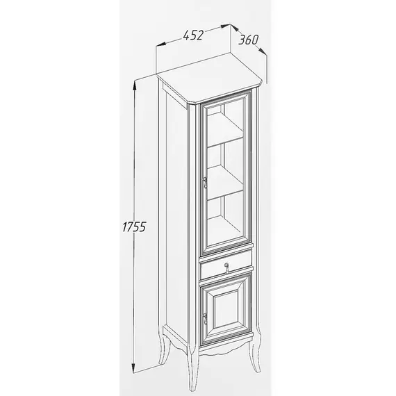 ПЕНАЛ OPADIRIS ЛОРЕНЦО, БЕЛЫЙ МАТОВЫЙ, ЛЕВЫЙ, ПРАВЫЙ