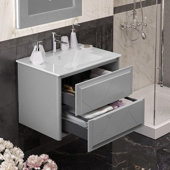 ТУМБА OPADIRIS ЛУИДЖИ 70 ПОДВЕСНАЯ, СЕРЫЙ МАТОВЫЙ (ПОД РАКОВИНУ CERASTYLE IBIZA 71)