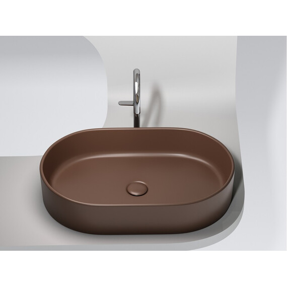 УМЫВАЛЬНИК ЧАША НАКЛАДНАЯ ОВАЛЬНАЯ CERAMICA NOVA ELEMENT 608X385X122 ММ, ТЕМНО-КОРИЧНЕВЫЙ МАТОВЫЙ