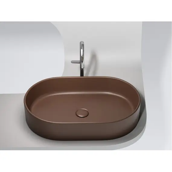 УМЫВАЛЬНИК ЧАША НАКЛАДНАЯ ОВАЛЬНАЯ CERAMICA NOVA ELEMENT 608X385X122 ММ, ТЕМНО-КОРИЧНЕВЫЙ МАТОВЫЙ