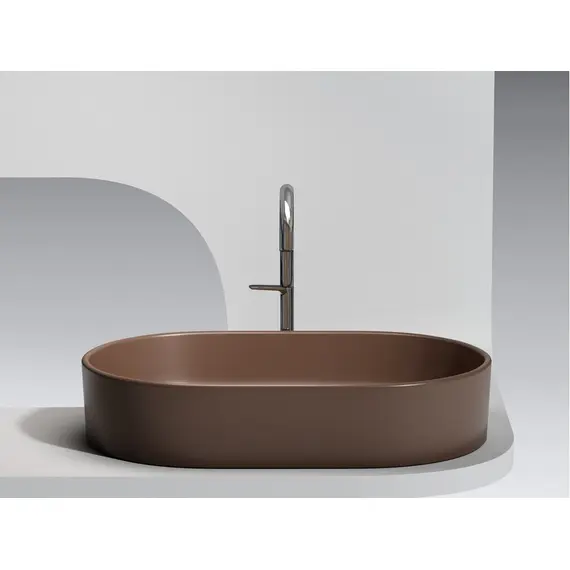 УМЫВАЛЬНИК ЧАША НАКЛАДНАЯ ОВАЛЬНАЯ CERAMICA NOVA ELEMENT 608X385X122 ММ, ТЕМНО-КОРИЧНЕВЫЙ МАТОВЫЙ