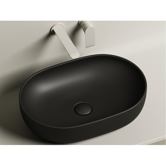 УМЫВАЛЬНИК ЧАША НАКЛАДНАЯ ОВАЛЬНАЯ CERAMICA NOVA ELEMENT 600X415X135 ММ, ЧЕРНАЯ МАТОВАЯ