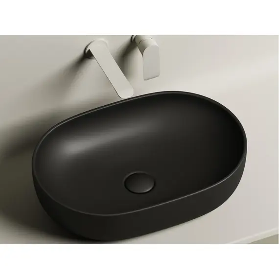 УМЫВАЛЬНИК ЧАША НАКЛАДНАЯ ОВАЛЬНАЯ CERAMICA NOVA ELEMENT 600X415X135 ММ, ЧЕРНАЯ МАТОВАЯ