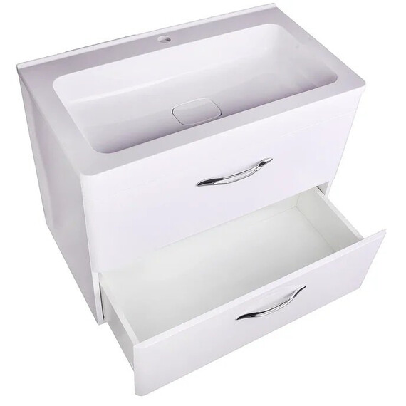 ТУМБА ПОДВЕСНАЯ STYLE LINE "КАРЕ 80" (2 ЯЩ.) ЛЮКС БЕЛАЯ, PLUS