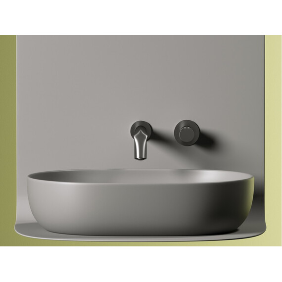 УМЫВАЛЬНИК ЧАША НАКЛАДНАЯ ОВАЛЬНАЯ CERAMICA NOVA ELEMENT 600X415X135 ММ, АНТРАЦИТ МАТОВЫЙ