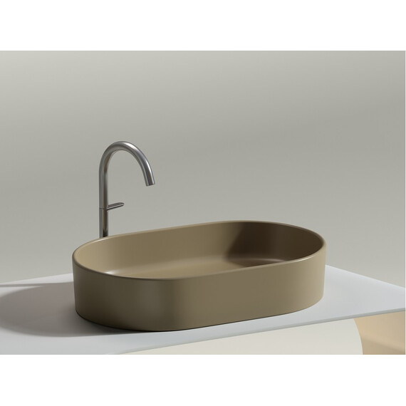 УМЫВАЛЬНИК ЧАША НАКЛАДНАЯ ОВАЛЬНАЯ CERAMICA NOVA ELEMENT 608X385X122 ММ, КАПУЧИНО МАТОВЫЙ