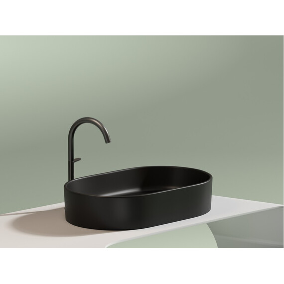 УМЫВАЛЬНИК ЧАША НАКЛАДНАЯ ОВАЛЬНАЯ CERAMICA NOVA ELEMENT 608X385X122 ММ, ЧЕРНЫЙ МАТОВЫЙ