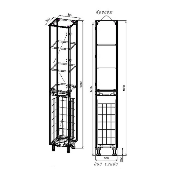КОЛОННА УНИВЕРСАЛЬНАЯ STYLE LINE "БЕРГАМО L" С КОРЗИНОЙ, ЛЮКС АНТИСКРЕЙТЧ ЧЕРНЫЙ, PLUS