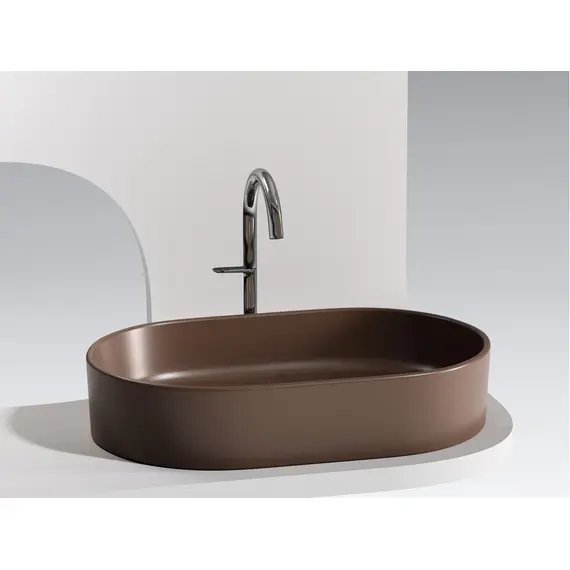 УМЫВАЛЬНИК ЧАША НАКЛАДНАЯ ОВАЛЬНАЯ CERAMICA NOVA ELEMENT 608X385X122 ММ, ТЕМНО-КОРИЧНЕВЫЙ МАТОВЫЙ