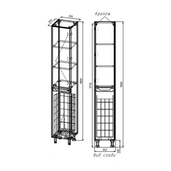 КОЛОННА УНИВЕРСАЛЬНАЯ STYLE LINE "МАРЕЛЛА" С КОРЗИНОЙ, ЛЮКС АНТИСКРЕЙТЧ БЕЛЫЙ МАТОВЫЙ, PLUS
