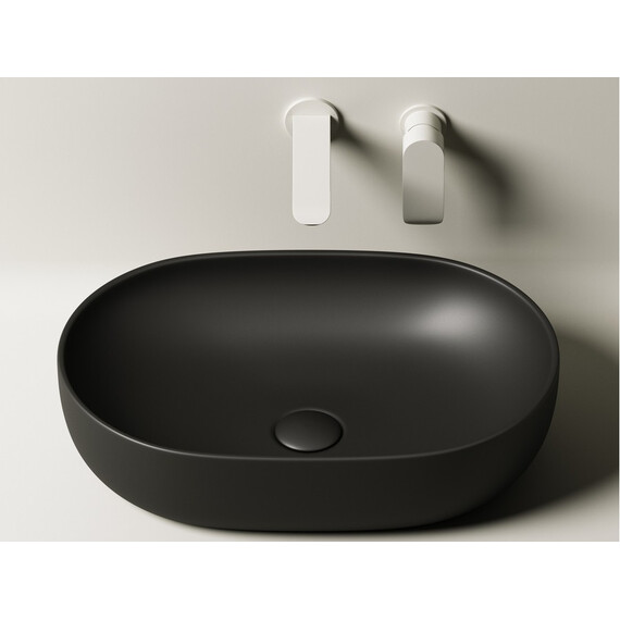 УМЫВАЛЬНИК ЧАША НАКЛАДНАЯ ОВАЛЬНАЯ CERAMICA NOVA ELEMENT 600X415X135 ММ, ЧЕРНАЯ МАТОВАЯ