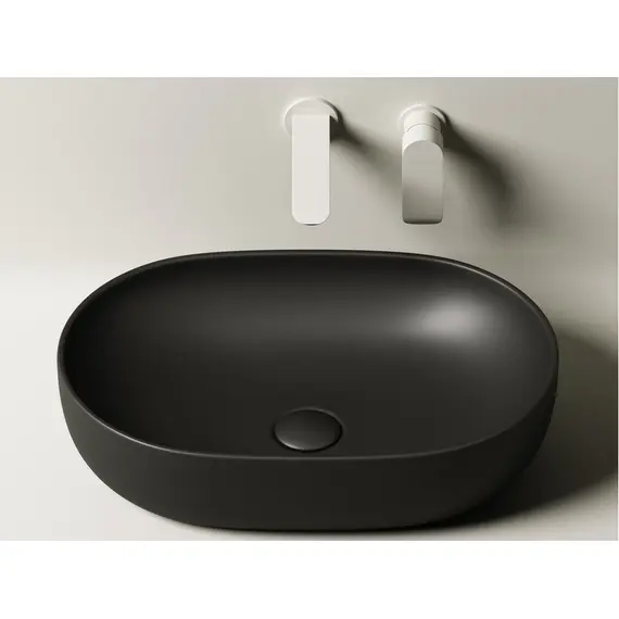УМЫВАЛЬНИК ЧАША НАКЛАДНАЯ ОВАЛЬНАЯ CERAMICA NOVA ELEMENT 600X415X135 ММ, ЧЕРНАЯ МАТОВАЯ
