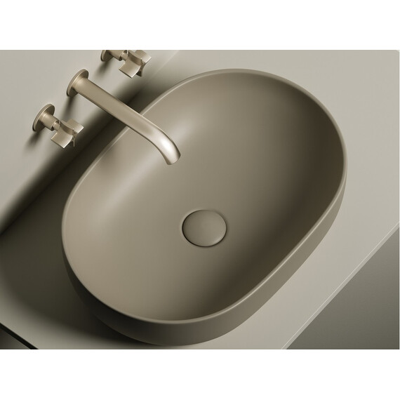 УМЫВАЛЬНИК ЧАША НАКЛАДНАЯ ОВАЛЬНАЯ CERAMICA NOVA ELEMENT 600X415X135 ММ, КАПУЧИНО МАТОВЫЙ