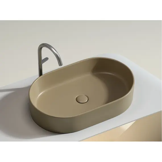 УМЫВАЛЬНИК ЧАША НАКЛАДНАЯ ОВАЛЬНАЯ CERAMICA NOVA ELEMENT 608X385X122 ММ, КАПУЧИНО МАТОВЫЙ