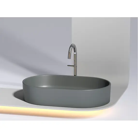 УМЫВАЛЬНИК ЧАША НАКЛАДНАЯ ОВАЛЬНАЯ CERAMICA NOVA ELEMENT 608X385X122 ММ, ТЕМНЫЙ АНТРАЦИТ МАТОВЫЙ