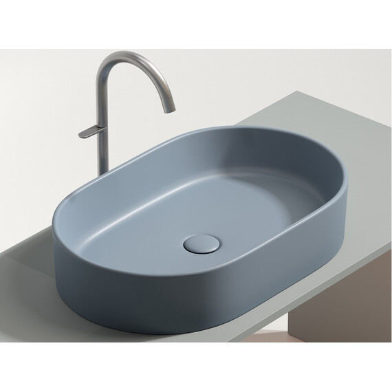 УМЫВАЛЬНИК ЧАША НАКЛАДНАЯ ОВАЛЬНАЯ CERAMICA NOVA ELEMENT 608X385X122 ММ, СЕРО-ГОЛУБОЙ МАТОВЫЙ