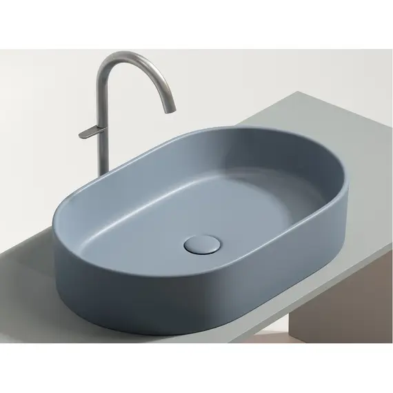 УМЫВАЛЬНИК ЧАША НАКЛАДНАЯ ОВАЛЬНАЯ CERAMICA NOVA ELEMENT 608X385X122 ММ, СЕРО-ГОЛУБОЙ МАТОВЫЙ