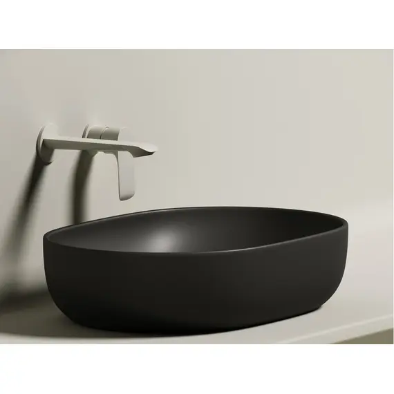 УМЫВАЛЬНИК ЧАША НАКЛАДНАЯ ОВАЛЬНАЯ CERAMICA NOVA ELEMENT 600X415X135 ММ, ЧЕРНАЯ МАТОВАЯ