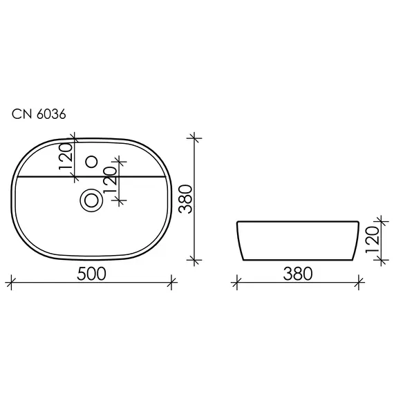 УМЫВАЛЬНИК НАКЛАДНОЙ CERAMICA NOVA ELEMENT 500X380X120 ММ