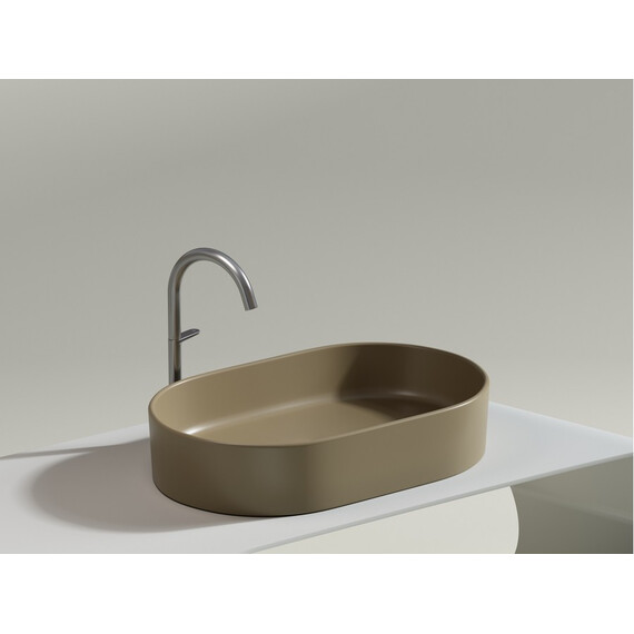 УМЫВАЛЬНИК ЧАША НАКЛАДНАЯ ОВАЛЬНАЯ CERAMICA NOVA ELEMENT 608X385X122 ММ, КАПУЧИНО МАТОВЫЙ