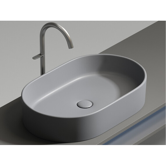 УМЫВАЛЬНИК ЧАША НАКЛАДНАЯ ОВАЛЬНАЯ CERAMICA NOVA ELEMENT 608X385X122 ММ, АНТРАЦИТ МАТОВЫЙ