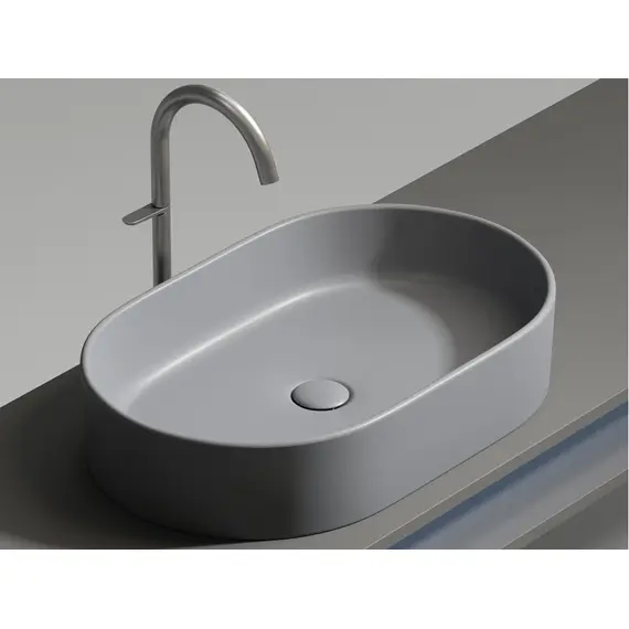 УМЫВАЛЬНИК ЧАША НАКЛАДНАЯ ОВАЛЬНАЯ CERAMICA NOVA ELEMENT 608X385X122 ММ, АНТРАЦИТ МАТОВЫЙ