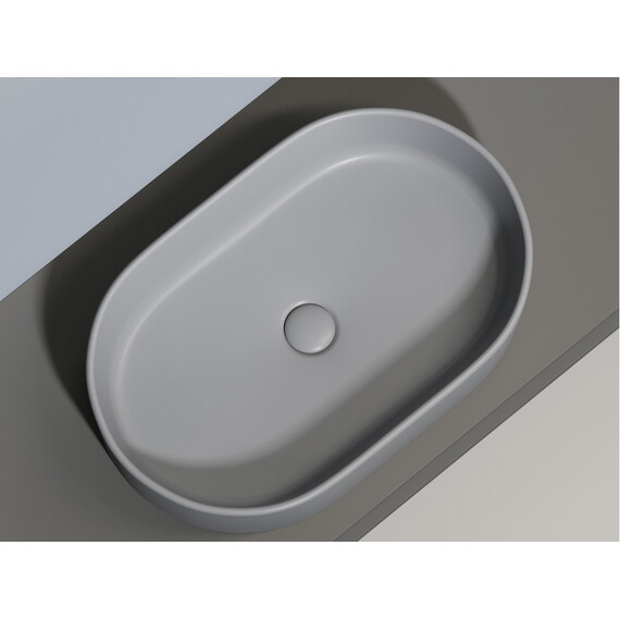 УМЫВАЛЬНИК ЧАША НАКЛАДНАЯ ОВАЛЬНАЯ CERAMICA NOVA ELEMENT 608X385X122 ММ, АНТРАЦИТ МАТОВЫЙ
