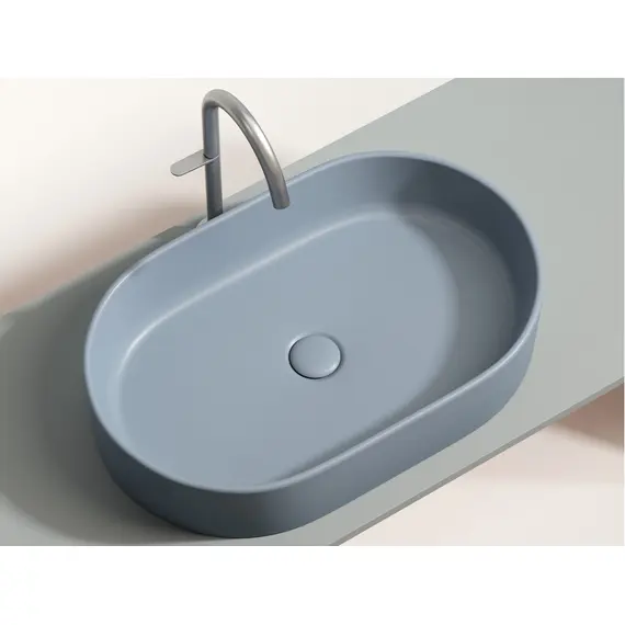 УМЫВАЛЬНИК ЧАША НАКЛАДНАЯ ОВАЛЬНАЯ CERAMICA NOVA ELEMENT 608X385X122 ММ, СЕРО-ГОЛУБОЙ МАТОВЫЙ