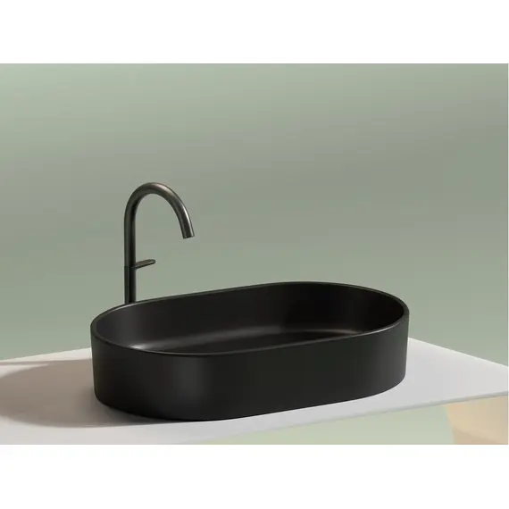 УМЫВАЛЬНИК ЧАША НАКЛАДНАЯ ОВАЛЬНАЯ CERAMICA NOVA ELEMENT 608X385X122 ММ, ЧЕРНЫЙ МАТОВЫЙ