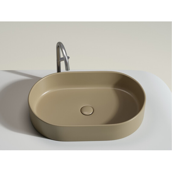 УМЫВАЛЬНИК ЧАША НАКЛАДНАЯ ОВАЛЬНАЯ CERAMICA NOVA ELEMENT 608X385X122 ММ, КАПУЧИНО МАТОВЫЙ